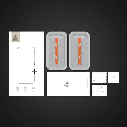 Tech-Protect Quick Set+ védőfólia Apple iPhone 16 / 15 készülékhez, Edzett üveg, Teljes ragasztás, 2 darabos készlet, Fekete