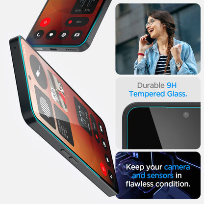Ecran Clear Spigen GlastR EZ FIT védőfólia Nothing Phone (3a) / Phone (3a) Pro készülékekhez, Edzett üveg, Teljes ragasztás AGL09429