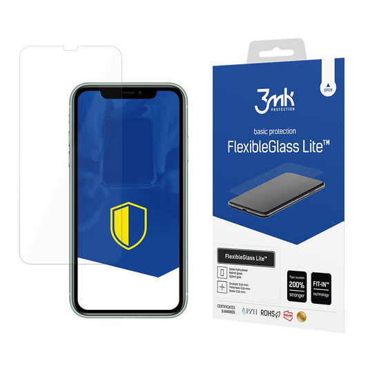 3MK FlexibleGlass Lite képernyővédő fólia Apple iPhone 11-hez, rugalmas üveg, teljes ragasztóval