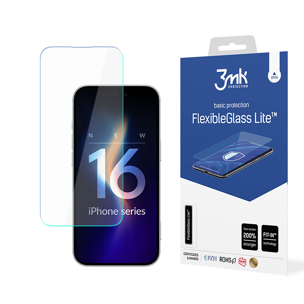 3MK FlexibleGlass Lite Screen Protector for Apple iPhone 16 Pro Max, Flexible Glass, Full Glue
