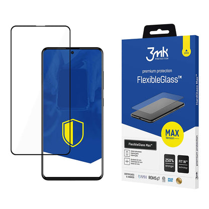 3MK FlexibleGlass Max képernyővédő fólia Samsung Galaxy A52s 5G A528 / A52 5G A526 / A52 A525 készülékekhez, rugalmas üveg, teljes ragasztó, fekete