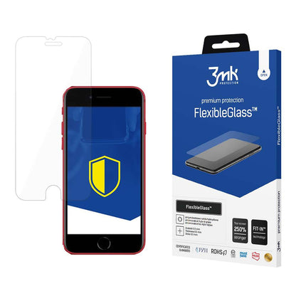 3MK FlexibleGlass képernyővédő fólia Apple iPhone SE (2022) / SE (2020) / 8 / 7 készülékekhez, rugalmas üveg, teljes ragasztóval