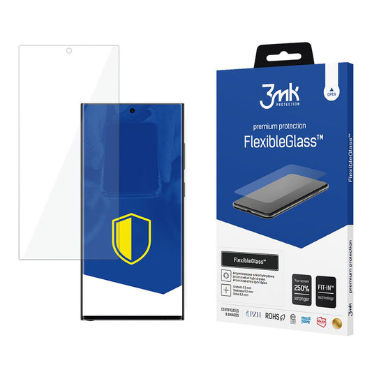3MK FlexibleGlass képernyővédő fólia Samsung Galaxy S24 Ultra S928 készülékhez, rugalmas üveg, teljes ragasztóval