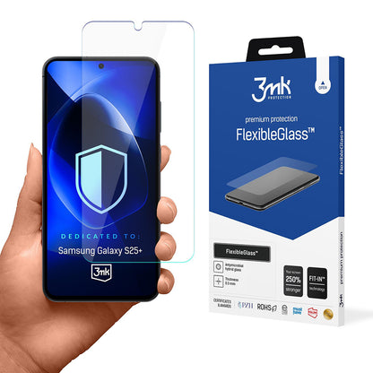 3MK FlexibleGlass képernyővédő fólia Samsung Galaxy S25+ S936 készülékhez, rugalmas üveg, teljes ragasztóval