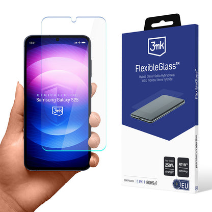 3MK FlexibleGlass képernyővédő fólia Samsung Galaxy S25 S931 készülékhez, rugalmas üveg, teljes ragasztóval