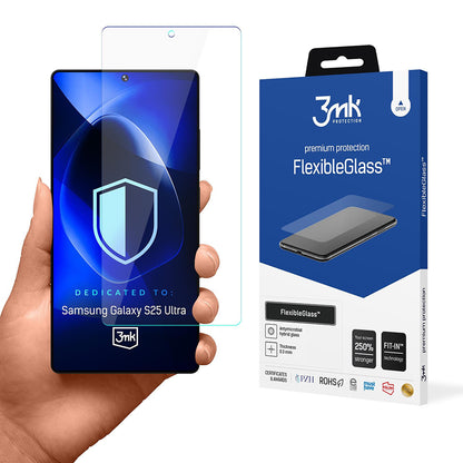 3MK FlexibleGlass képernyővédő fólia Samsung Galaxy S25 Ultra S938 készülékhez, rugalmas üveg, teljes ragasztóval