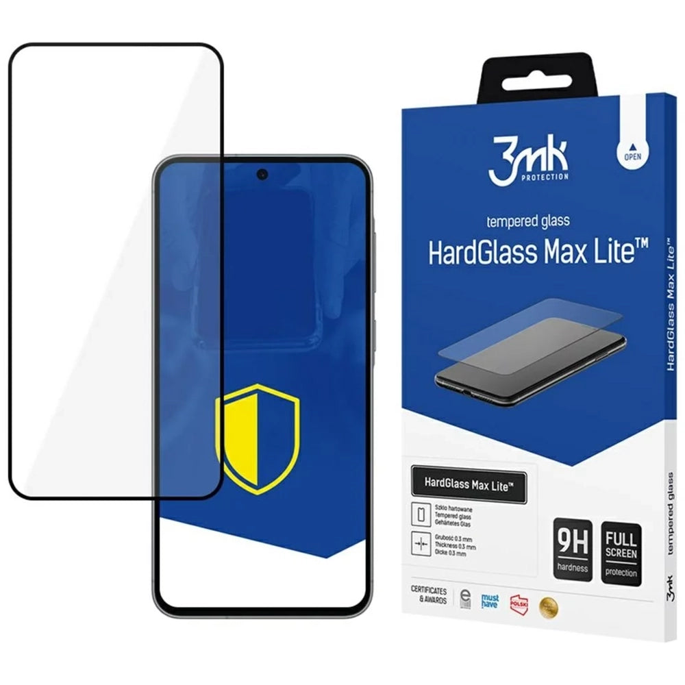 3MK HardGlass Max Lite képernyővédő fólia Samsung Galaxy A56 A566 / A36 A366 készülékekhez, edzett üveg, teljes ragasztó, fekete