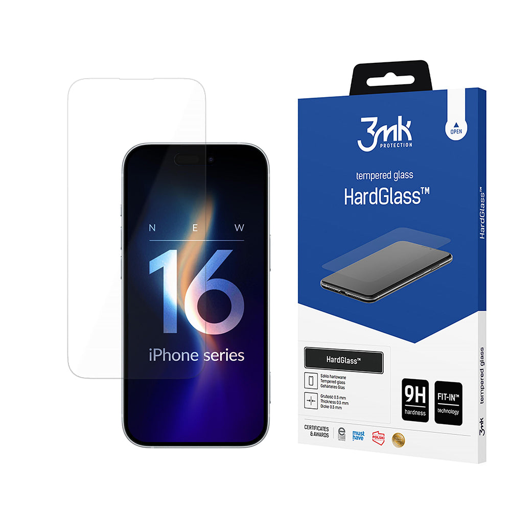 3MK HardGlass képernyővédő fólia Apple iPhone 16 Pro-hoz, edzett üveg, teljes ragasztóval