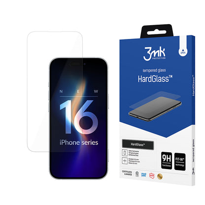 3MK HardGlass képernyővédő fólia Apple iPhone 16-hoz, edzett üveg, teljes ragasztóval