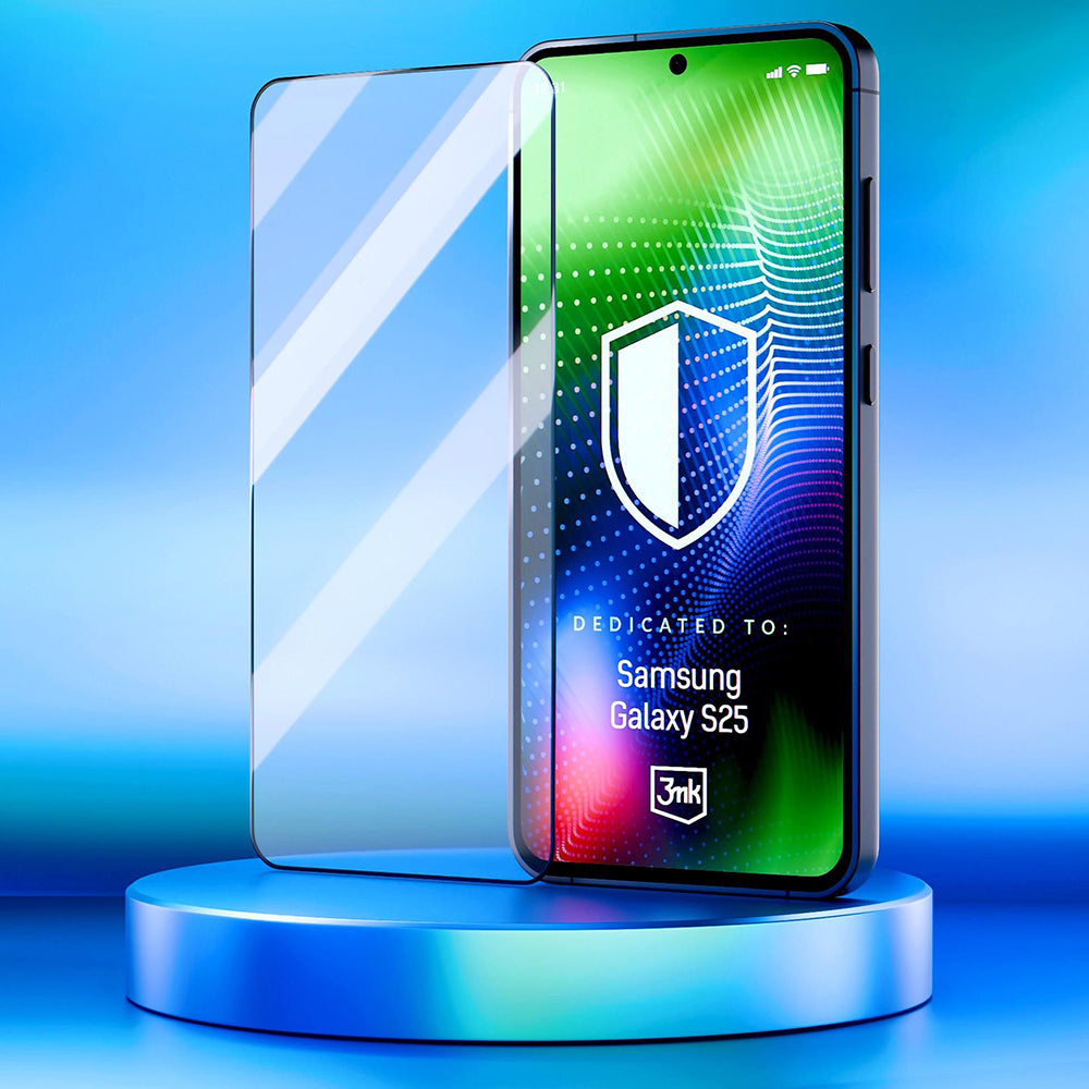 3MK Hardy Ultra képernyővédő fólia Samsung Galaxy S25 S931 készülékhez, edzett üveg, teljes ragasztó, fekete