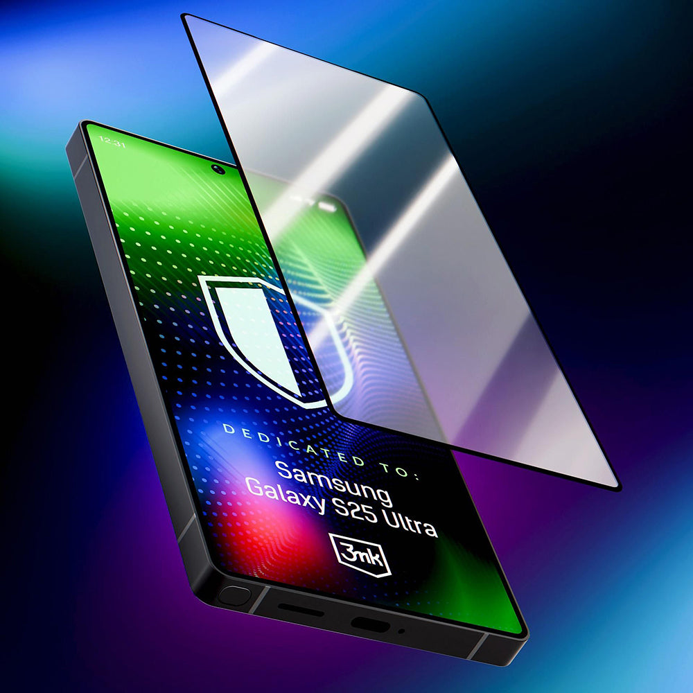 3MK Hardy Ultra Screen Protector for Samsung Galaxy S25 Ultra S938, Tempered Glass, Full Glue, Black