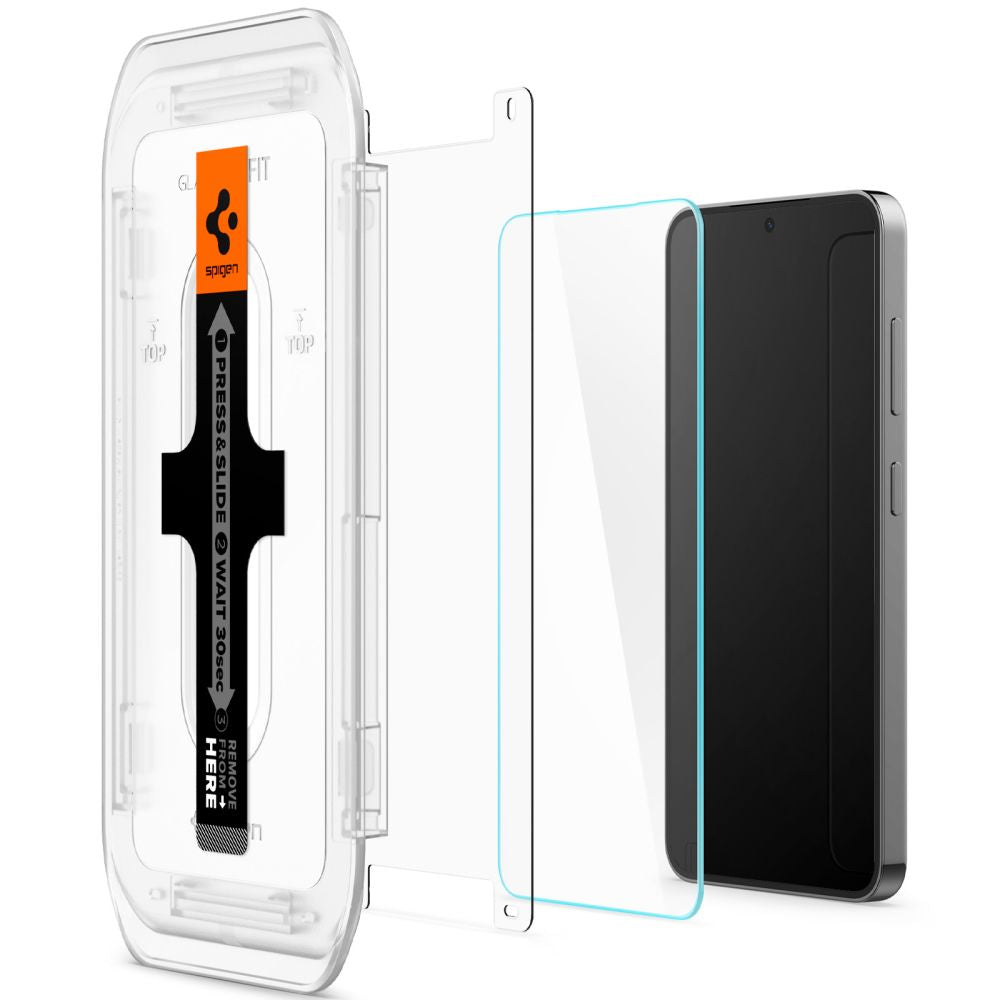 Spigen GlastR EZ FIT képernyővédő fólia Samsung Galaxy S25+ S936 / S24+ S926 készülékekhez, Edzett üveg, Teljes ragasztás, 2 darabos készlet AGL07432
