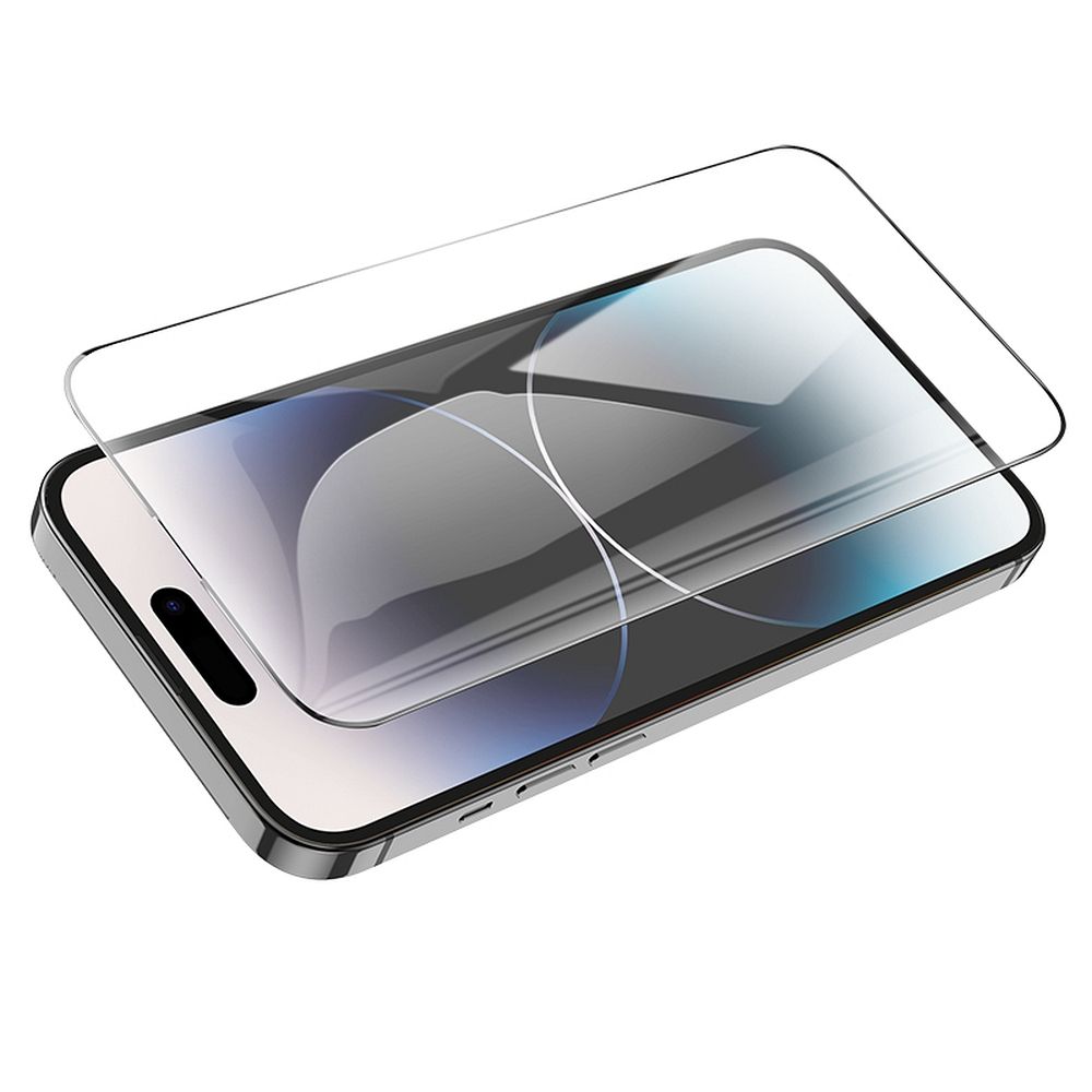 HOCO védőfólia Apple iPhone 14 Pro Max készülékhez, Edzett üveg, Teljes ragasztás, 25 darabos készlet, Fekete