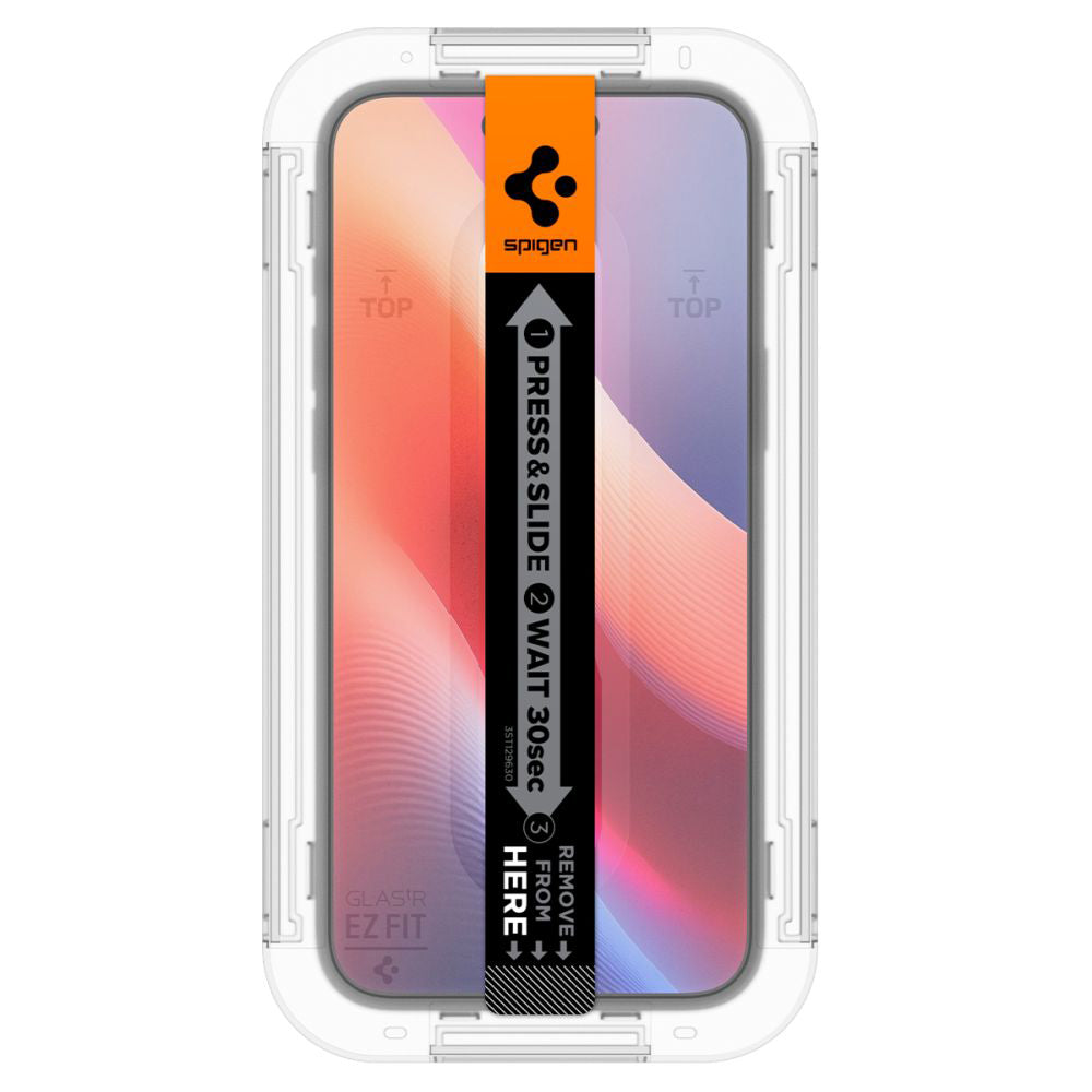 Privacy Spigen GlastR EZ FIT védőfólia Apple iPhone 16 / 15 készülékhez, Edzett üveg, Teljes ragasztás, 2 darabos készlet AGL06905