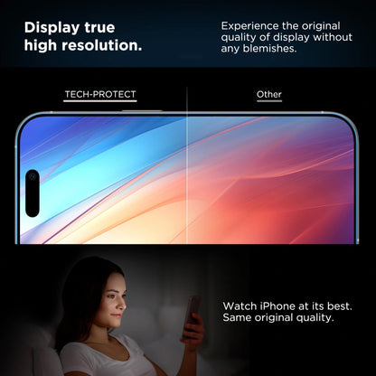 Tech-Protect Quick Set+ védőfólia Apple iPhone 16 / 15 készülékhez, Edzett üveg, Teljes ragasztás, 2 darabos készlet, Fekete