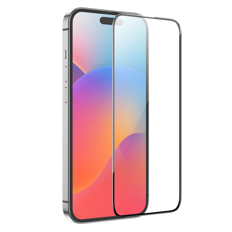 HOCO G16 védőfólia Apple iPhone 15 Pro Max készülékhez, Edzett üveg, Teljes ragasztás, 5D, Fekete
