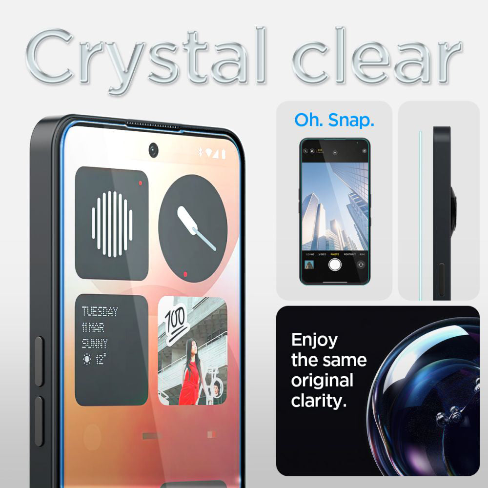 Ecran Clear Spigen GlastR EZ FIT védőfólia Nothing Phone (3a) / Phone (3a) Pro készülékekhez, Edzett üveg, Teljes ragasztás AGL09429