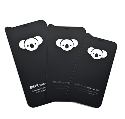 Bear HD képernyővédő fólia Apple iPhone 14 Pro Max-hoz, Edzett üveg, Teljes ragasztó, Fekete