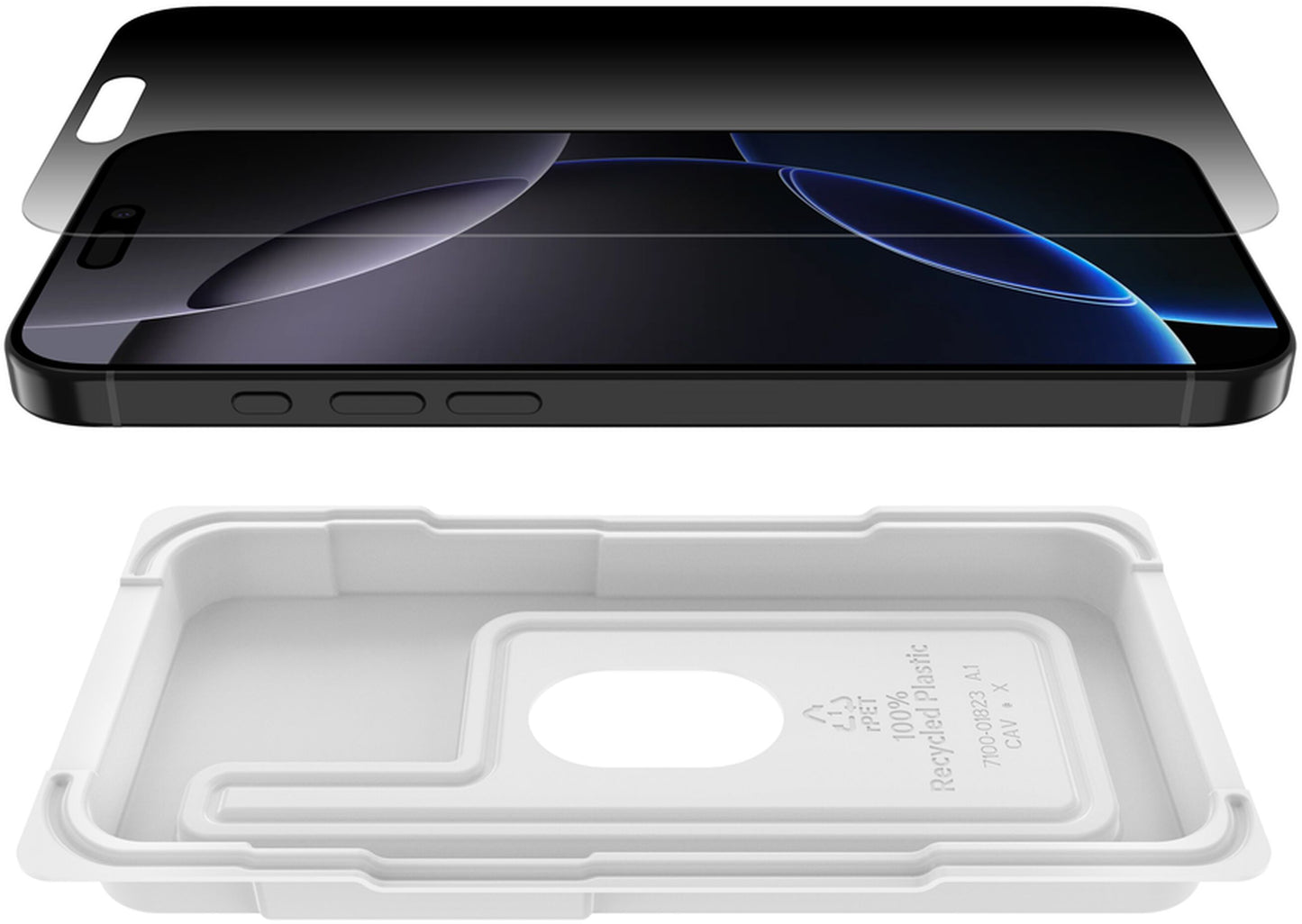 Belkin ScreenForce InvisiGlass Privacy Screen Protector for Apple iPhone 16 Pro Max, Tempered Glass, Full Glue OVA170hq