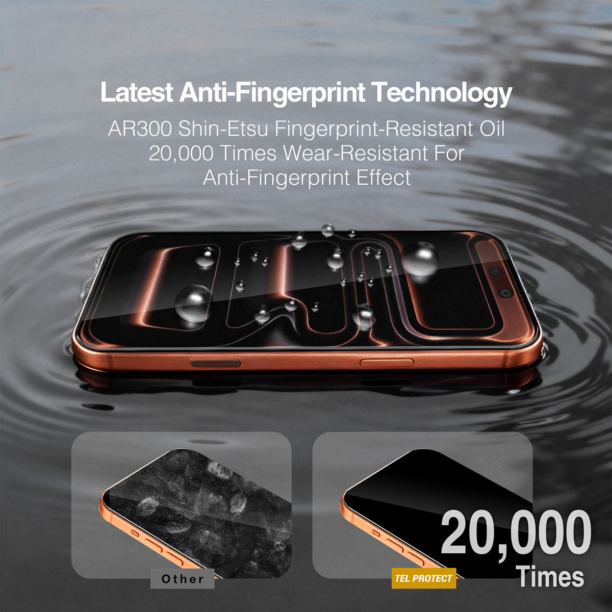 Tel Protect 10X HD DLC Diamond Coating kijelzővédő fólia Apple iPhone 18 Pro Max / 17 Pro Max készülékhez, edzett üveg, teljes felületén ragasztós, fekete