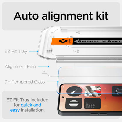 Ecran Clear Spigen GlastR EZ FIT védőfólia Nothing Phone (3a) / Phone (3a) Pro készülékekhez, Edzett üveg, Teljes ragasztás AGL09429