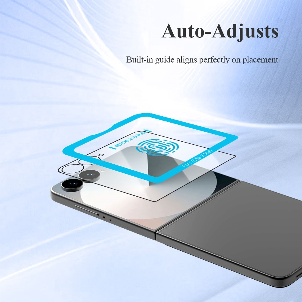 Lereach Külső Képernyővédő fólia Samsung Galaxy Z Flip8 F776 / Galaxy Z Flip7 F766 készülékhez, Edzett üveg, Teljes ragasztó, 2 darabos készlet, Fekete