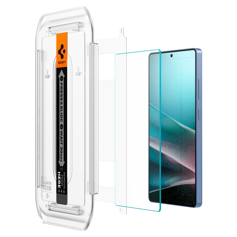 Spigen GlastR EZ FIT HD képernyővédő fólia Samsung Galaxy S25 Ultra S938 készülékhez, Edzett üveg, Teljes ragasztás, 2 darabos készlet AGL09082