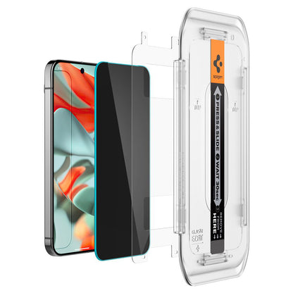 Spigen GlastR EZ FIT Privacy képernyővédő fólia Google Pixel 9 Pro XL-hez, edzett üveg, teljes ragasztó, 2 darabos készlet AGL09313