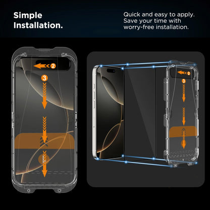 Tech-Protect Quick Set+ védőfólia Apple iPhone 16 / 15 készülékhez, Edzett üveg, Teljes ragasztás, 2 darabos készlet, Fekete