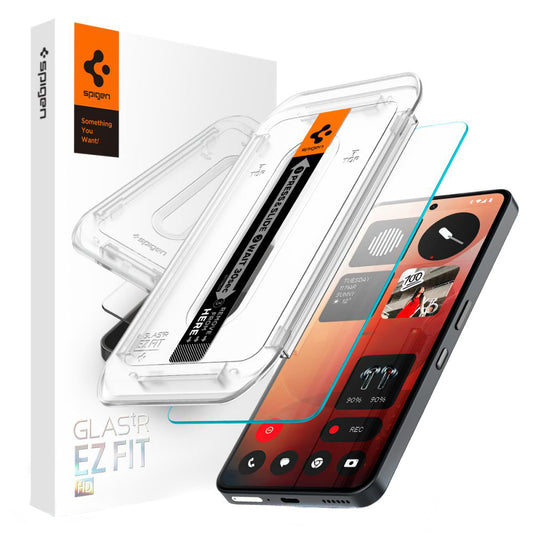 Ecran Clear Spigen GlastR EZ FIT védőfólia Nothing Phone (3a) / Phone (3a) Pro készülékekhez, Edzett üveg, Teljes ragasztás AGL09429