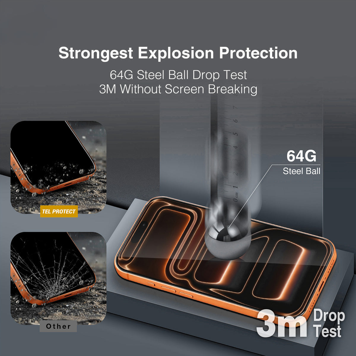 Tel Protect 10X HD DLC Diamond Coating kijelzővédő fólia Apple iPhone 18 Pro Max / 17 Pro Max készülékhez, edzett üveg, teljes felületén ragasztós, fekete