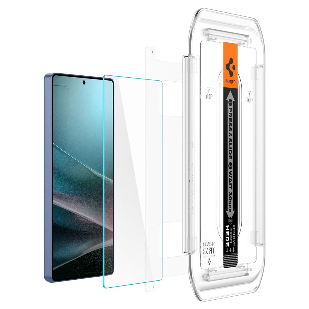 Spigen GlastR EZ FIT HD képernyővédő fólia Samsung Galaxy S25 Ultra S938 készülékhez, Edzett üveg, Teljes ragasztás, 2 darabos készlet AGL09082