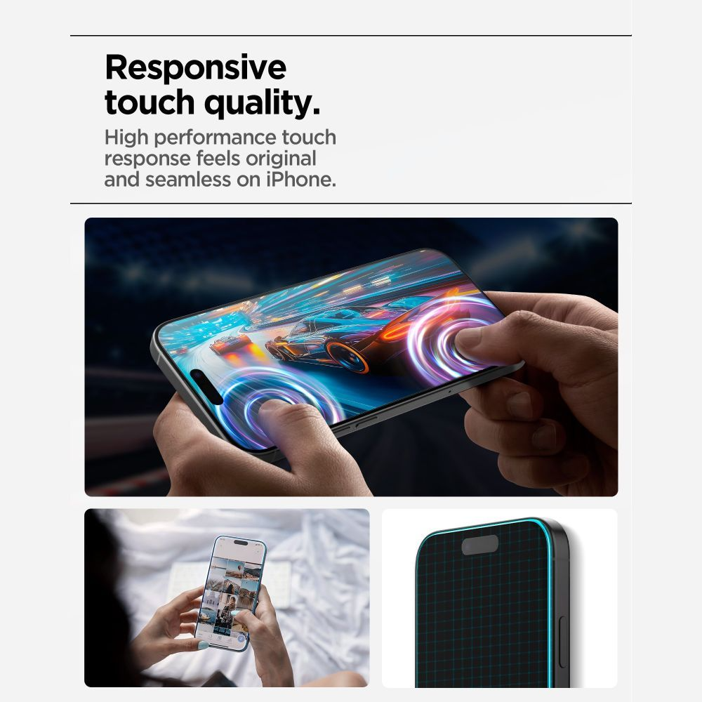 Spigen GlastR Align Master Slim képernyővédő fólia Apple iPhone 17-hez, Edzett üveg, Teljes ragasztás, 3 darabos készlet