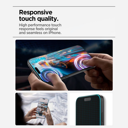 Spigen GlastR Align Master Slim képernyővédő fólia Apple iPhone 17 Pro Max készülékhez, Edzett üveg, Teljes ragasztás, 3 darabos készlet