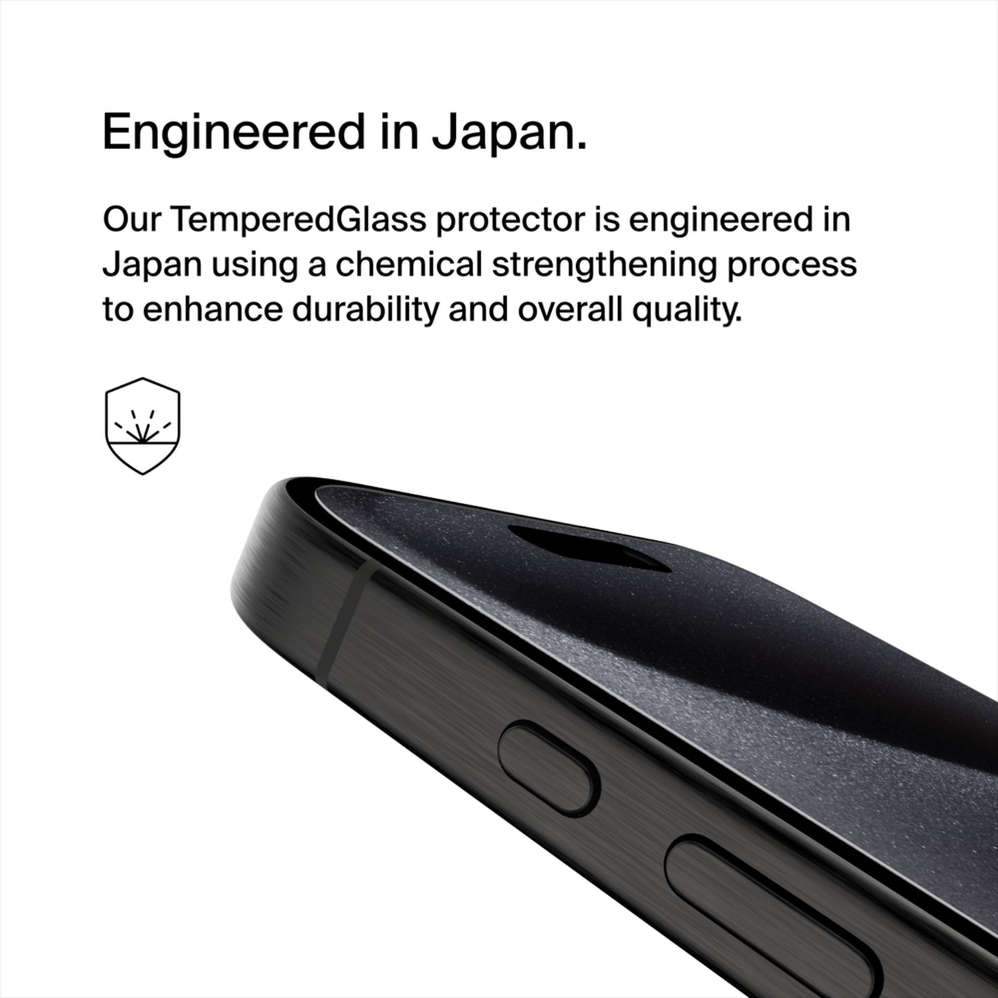 Belkin ScreenForce TemperedGlass Screen Protector for Apple iPhone 15 Pro Max, Tempered Glass, Full Glue OVA138zz