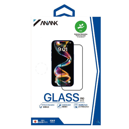 Anank 1X megerősített képernyővédő fólia Apple iPhone 16 Pro Max készülékhez, edzett üveg, teljes ragasztó, 2.5D, fekete