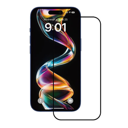 Anank 1X megerősített képernyővédő fólia Apple iPhone 16 Pro Max készülékhez, edzett üveg, teljes ragasztó, 2.5D, fekete