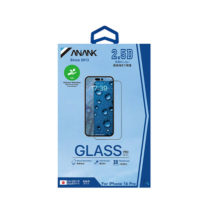 Anank 3X Reinforced Screen Protector for Apple iPhone 16 Pro Max, Tempered Glass, Full Glue, 2.5D, Black