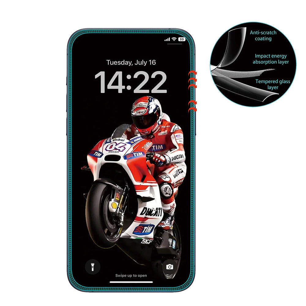 Anank 3X Reinforced Screen Protector for Apple iPhone 16 Pro Max, Tempered Glass, Full Glue, 3D, Black
