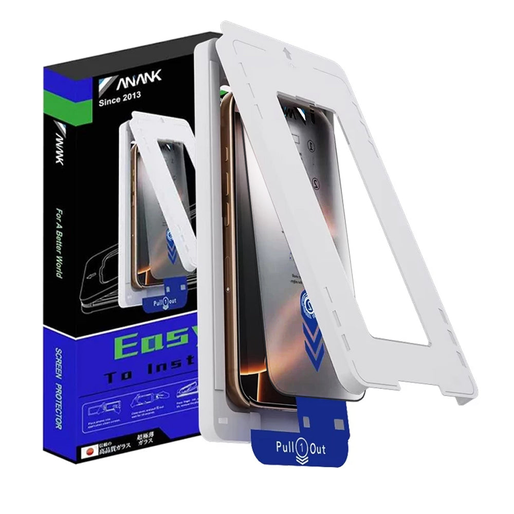 Anank 5X megerősített alkalmazóval ellátott védőfólia Apple iPhone 17-hez, Edzett üveg, Teljes ragasztás, 2.5D, Fekete