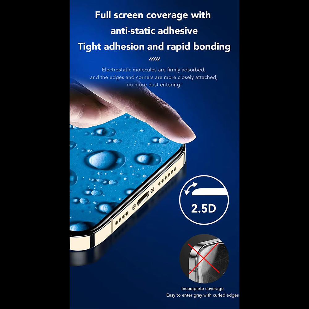 Anank 5X Reinforced CG Screen Protector for Apple iPhone 16 Pro, Tempered Glass, Full Glue, 2.5D, Black