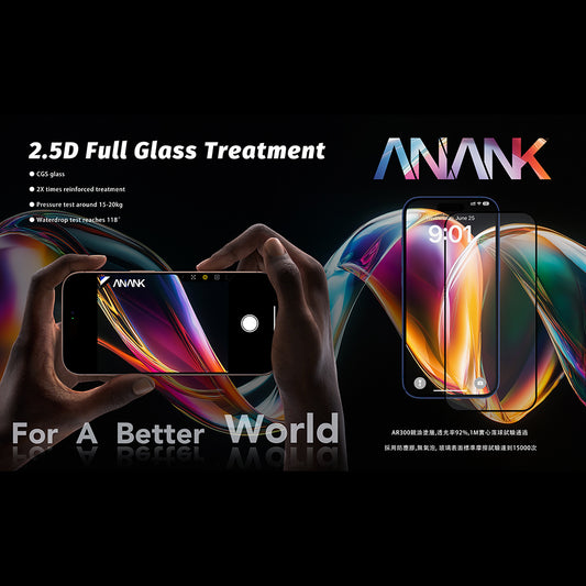 Anank 5X megerősített védőfólia Apple iPhone 17 Air készülékhez, Edzett üveg, Teljes ragasztás, 2.5D, Fekete
