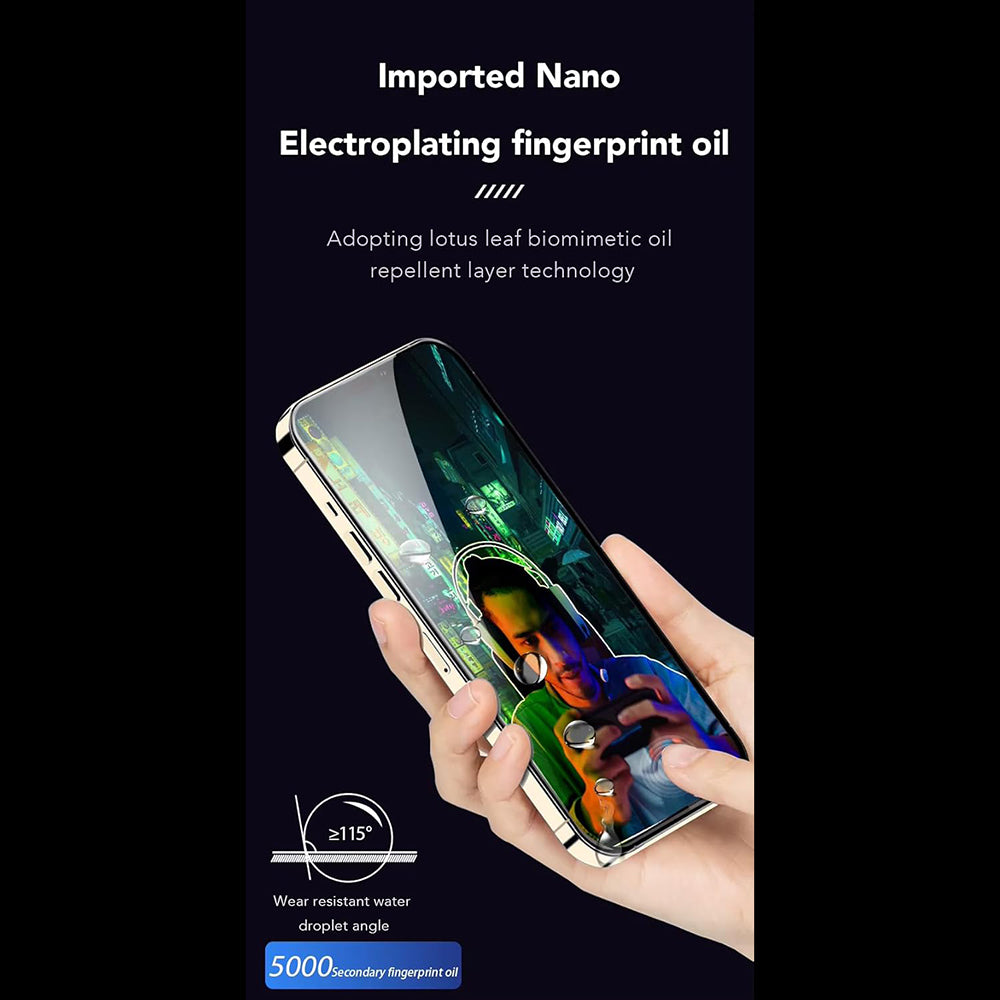 Anank ujjlenyomat-mentes képernyővédő fólia Apple iPhone 17e / 16e / 14 / 13 Pro készülékekhez, edzett üveg, teljes ragasztó, 2.5D, fekete