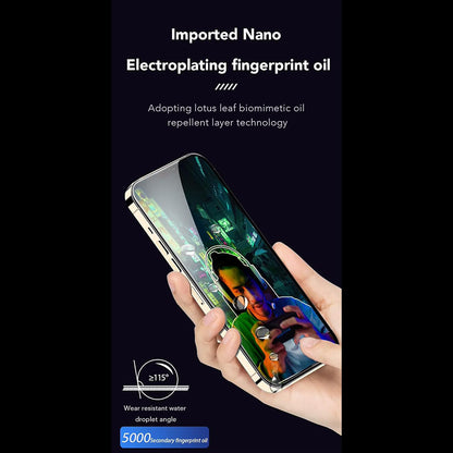 Anank ujjlenyomat-mentes képernyővédő fólia Apple iPhone 17e / 16e / 14 / 13 Pro készülékekhez, edzett üveg, teljes ragasztó, 2.5D, fekete