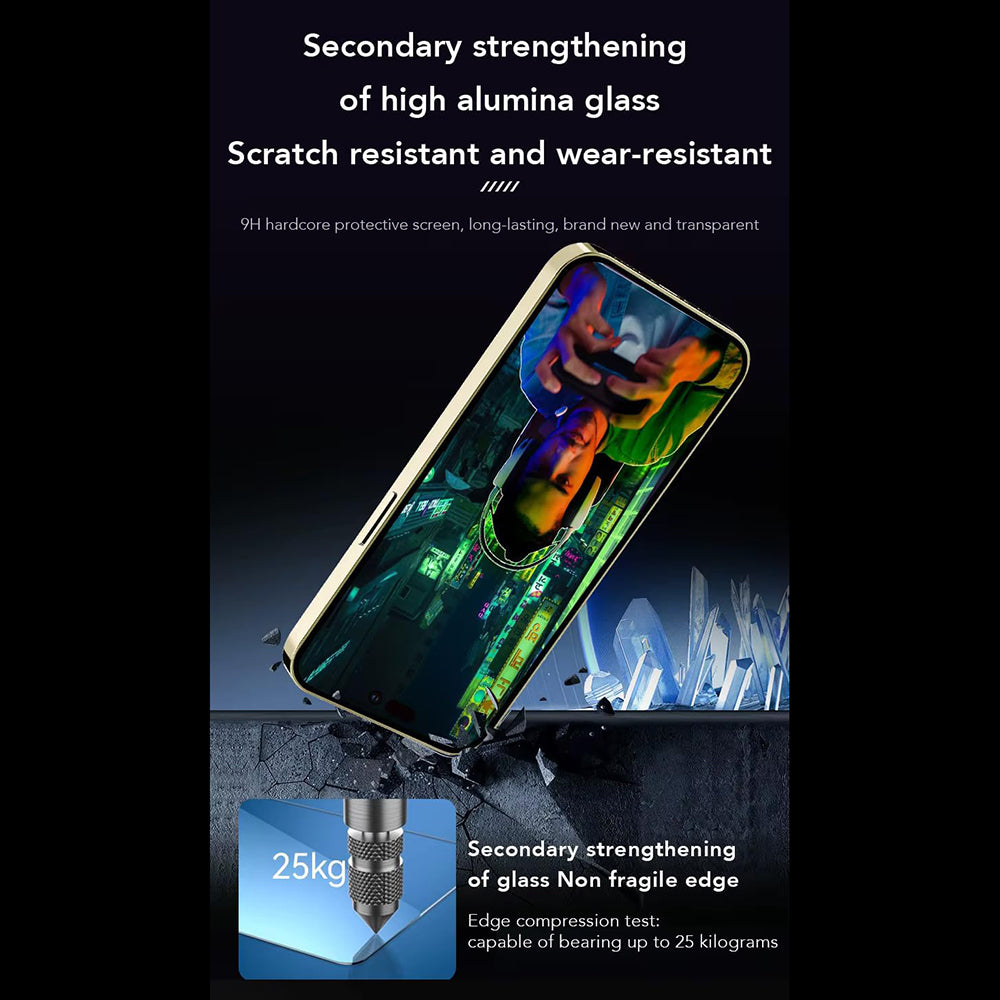 Anank ujjlenyomat-mentes képernyővédő fólia Apple iPhone 17e / 16e / 14 / 13 Pro készülékekhez, edzett üveg, teljes ragasztó, 2.5D, fekete