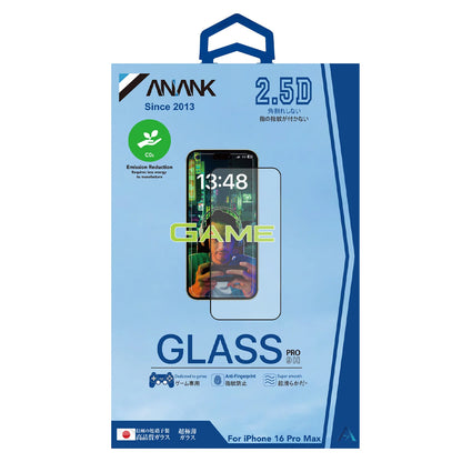 Anank ujjlenyomat-mentes képernyővédő fólia Apple iPhone 17e / 16e / 14 / 13 Pro készülékekhez, edzett üveg, teljes ragasztó, 2.5D, fekete