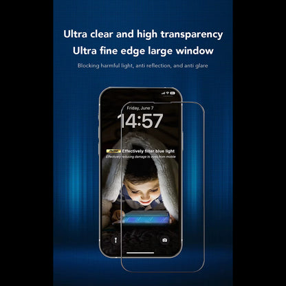 Anank 3X megerősített Anti Blue Light képernyővédő fólia Apple iPhone 16-hoz, edzett üveg, teljes ragasztó, 2.5D, fekete