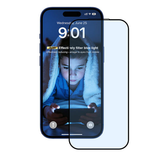Védőfólia Anti Blue Light Anank 5X Erősített Apple iPhone 17 Pro Max-hoz, Edzett Üveg, Teljes Ragasztás, 2.5D, Fekete