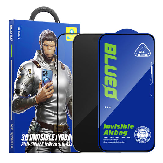 Blueo Anti-Broken képernyővédő fólia Apple iPhone 17 Pro / 17 / 16 Pro készülékekhez, edzett üveg, teljes ragasztó, fekete