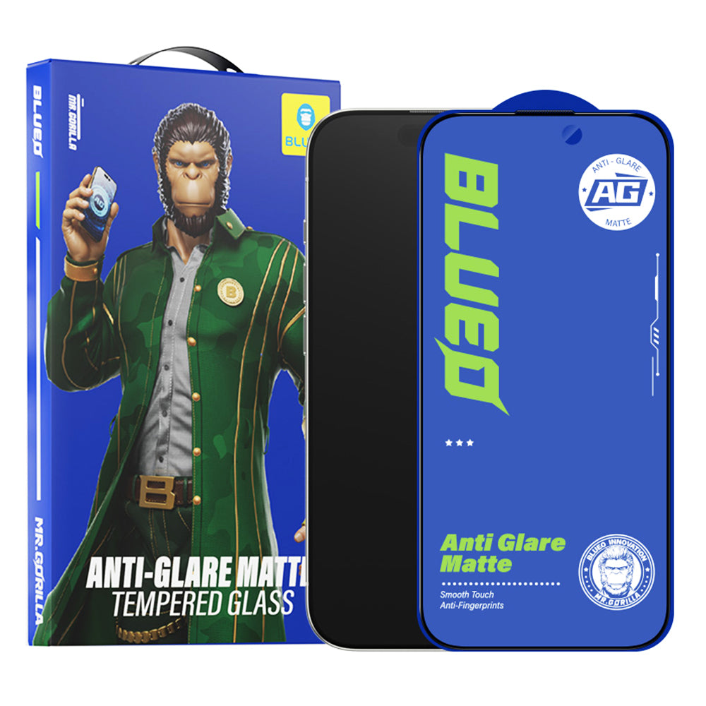 Blueo Anti-Glare képernyővédő fólia Apple iPhone 12 / 12 Pro készülékhez, edzett üveg, teljes ragasztó, fekete